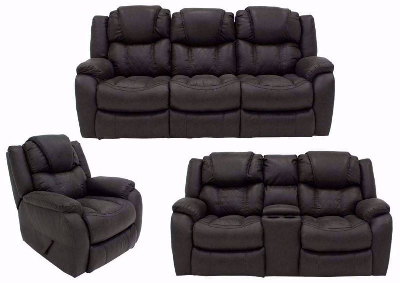 Steel Gray Daytona Reclining Sofa Set Group Including Sofa, Loveseat and Recliner | Home Furniture Plus Bedding