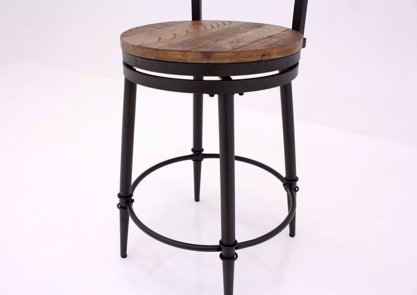 Warm Rich Brown Jennings 24 Inch Swivel Barstool Showing the Metal Legs | Home Furniture Plus Mattress