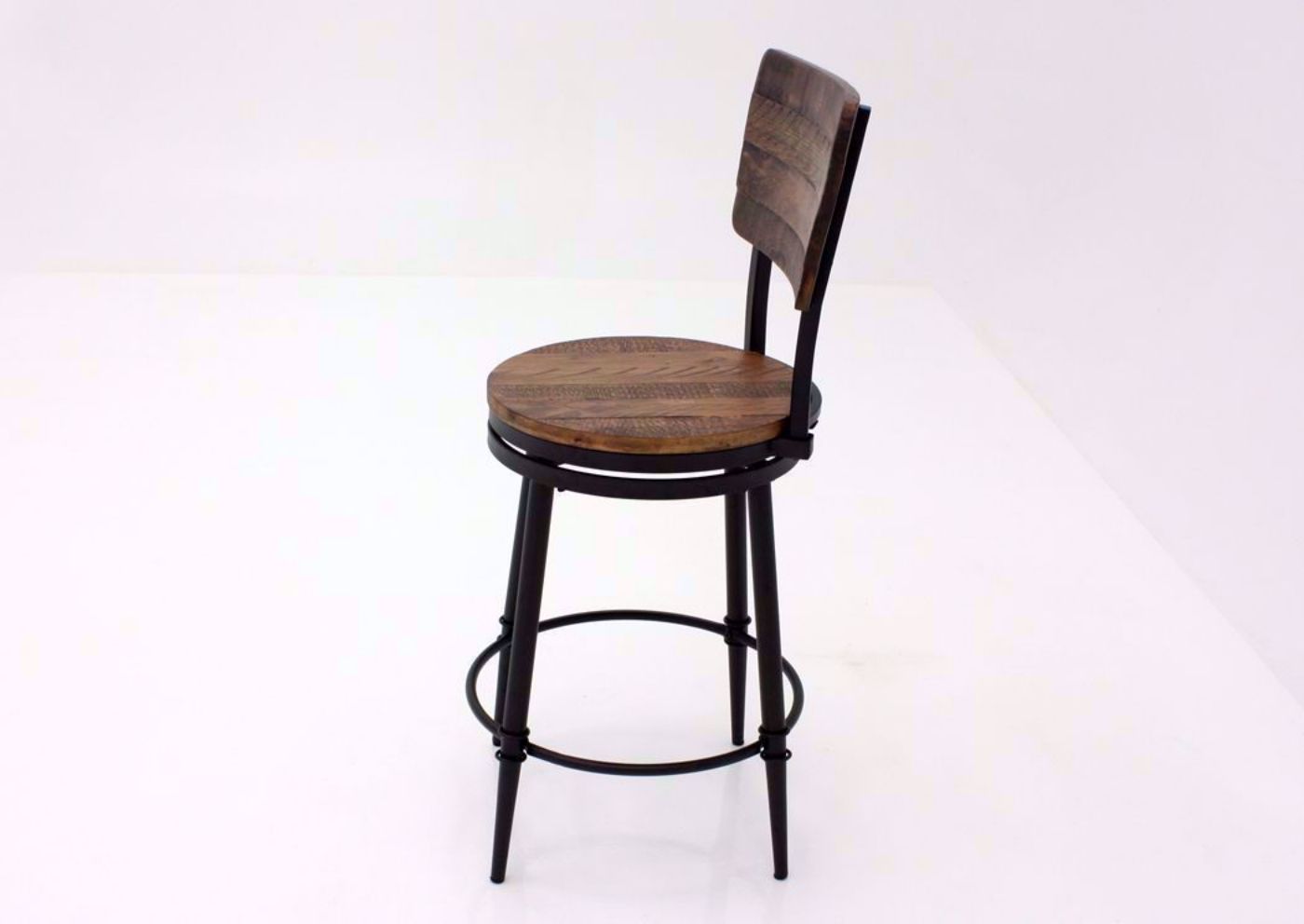 Warm Rich Brown Jennings 24 Inch Swivel Barstool Side View | Home Furniture Plus Mattress