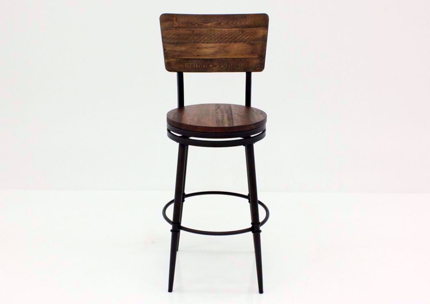 Warm Rich Brown Jennings 30 Inch Swivel Barstool Facing Front | Home Furniture Plus Mattress