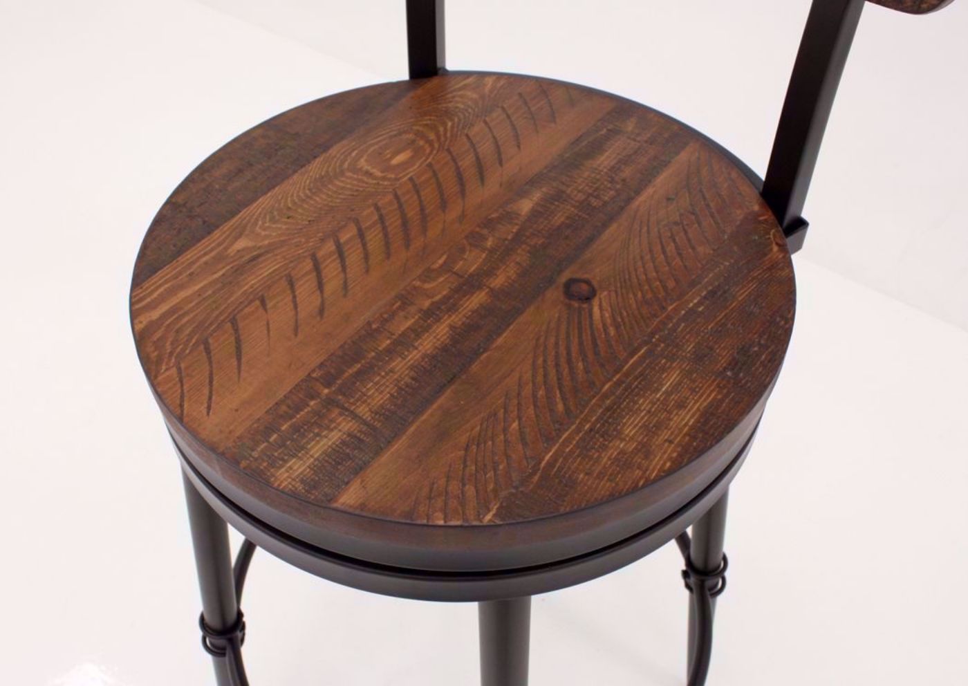 Warm Rich Brown Jennings 30 Inch Swivel Barstool Showing the Wood Seat View | Home Furniture Plus Mattress