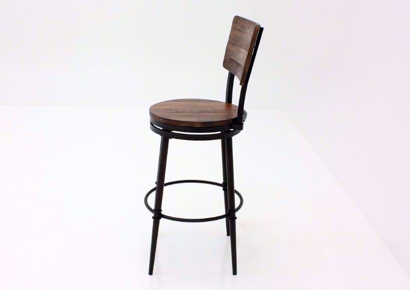 Warm Rich Brown Jennings 30 Inch Swivel Barstool Showing the Side View | Home Furniture Plus Mattress