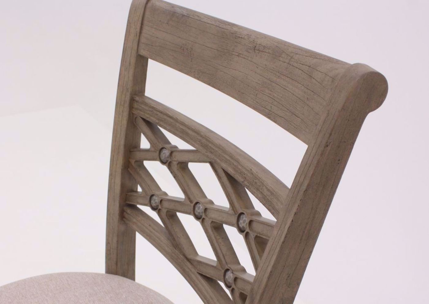 Gray and Beige Chesney Swivel Barstool 30 Inch Showing the Seat Back Detail | Home Furniture Plus Mattress