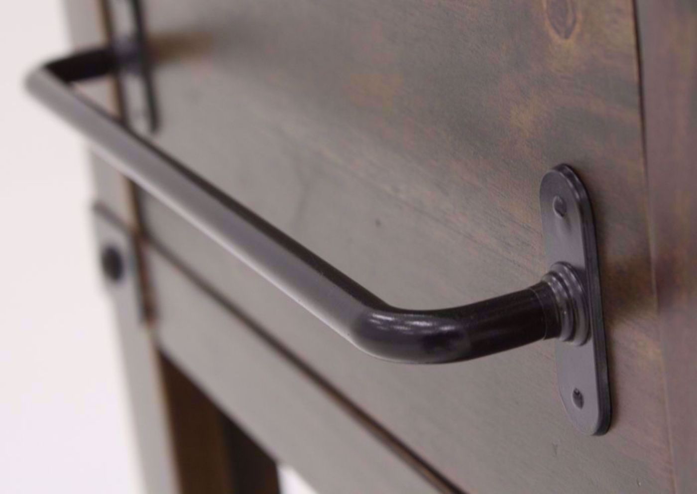 Rustic Brown Roybeck Accent Cabinet Showing the Bar Drawer Handle Detail | Home Furniture Plus Bedding