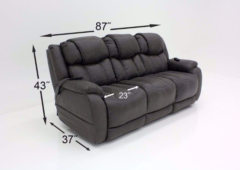 Steel Gray Daytona POWER Reclining Sofa Set, Showing the Sofa Dimensions | Home Furniture Plus Bedding
