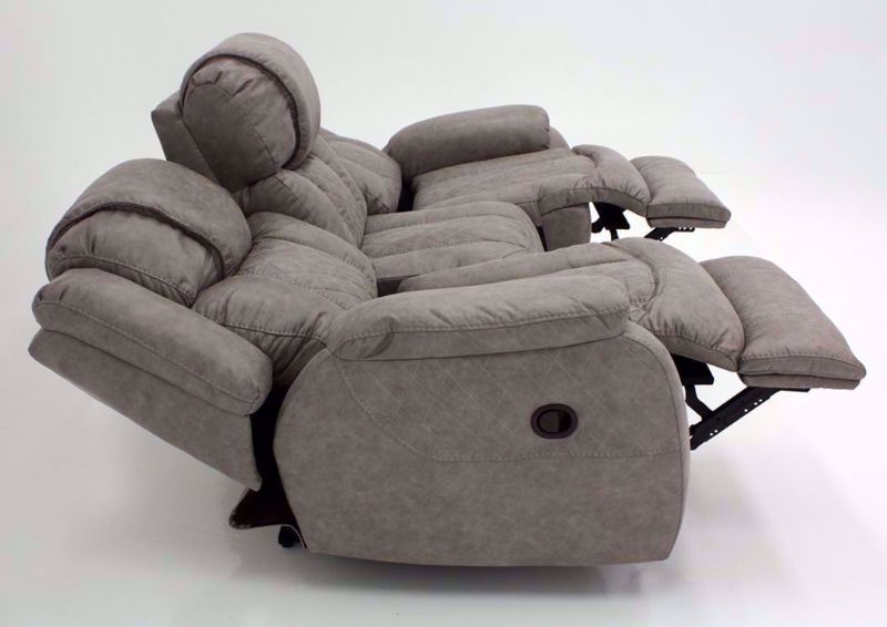 Soft Brown Daytona Reclining Sofa, Side View in the Fully Reclined Position | Home Furniture Plus Bedding