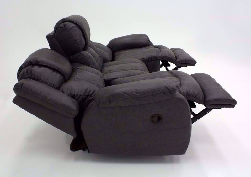 Steel Gray Daytona Reclining Sofa, Side View in the Fully Reclined Position | Home Furniture Plus Bedding