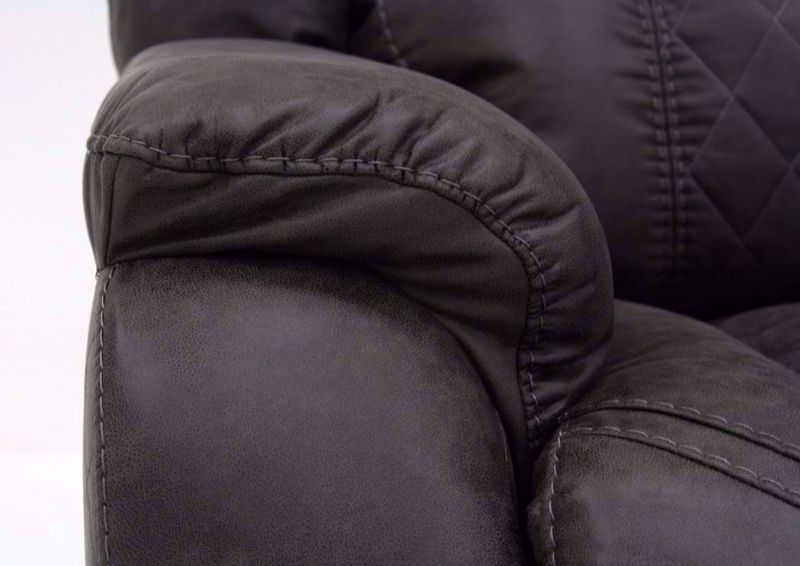 Steel Gray Daytona Reclining Sofa Pillow Arm Detail | Home Furniture Plus Bedding