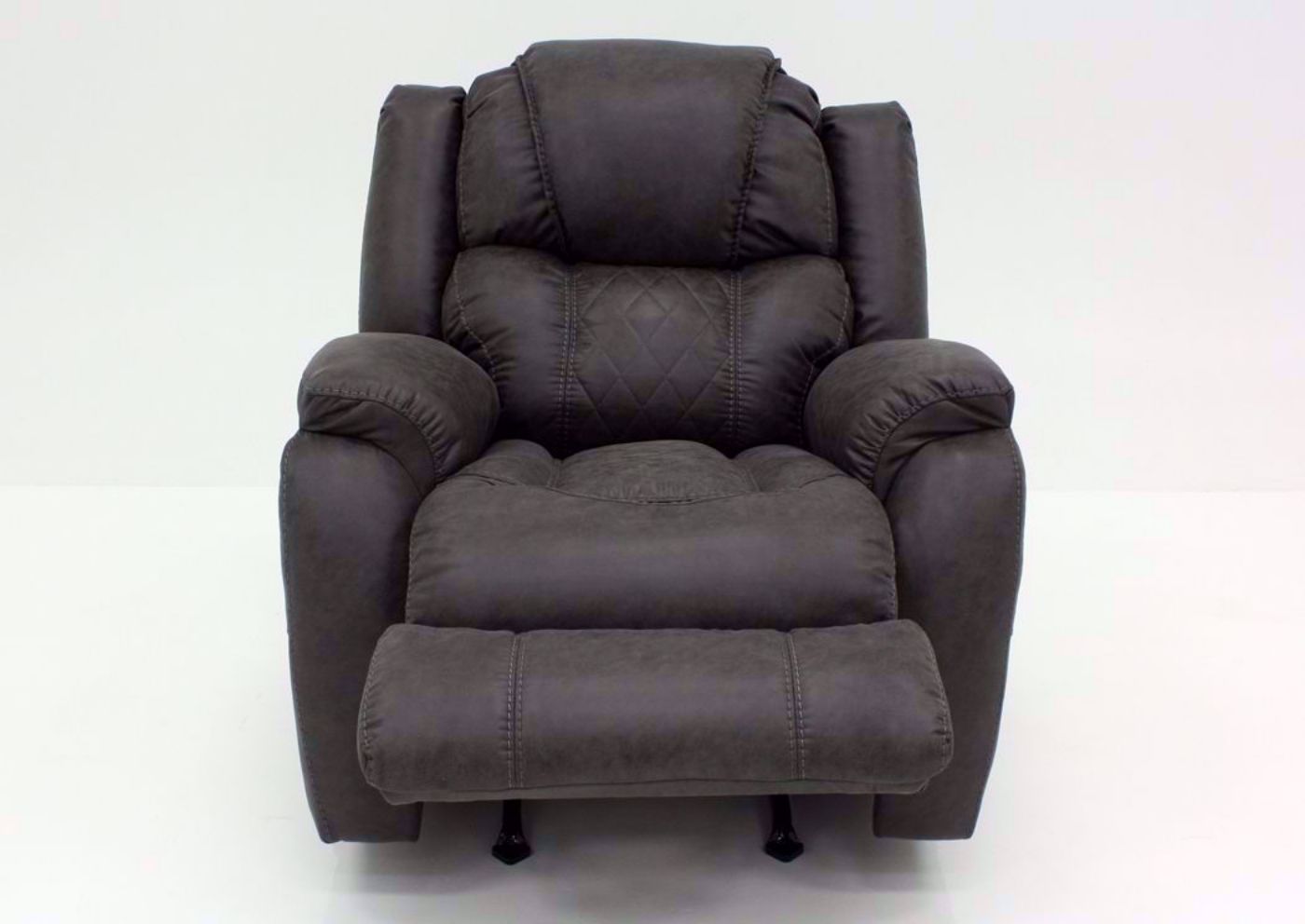 Steel Gray Daytona Recliner, Front Facing with the Chaise Open | Home Furniture Plus Bedding