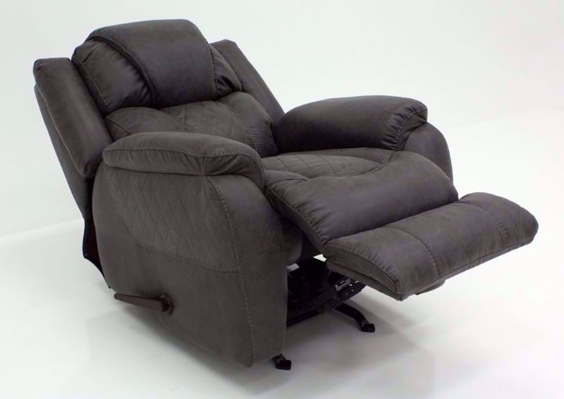 Steel Gray Daytona Recliner at an Angle in a Fully Reclined Position | Home Furniture Plus Bedding