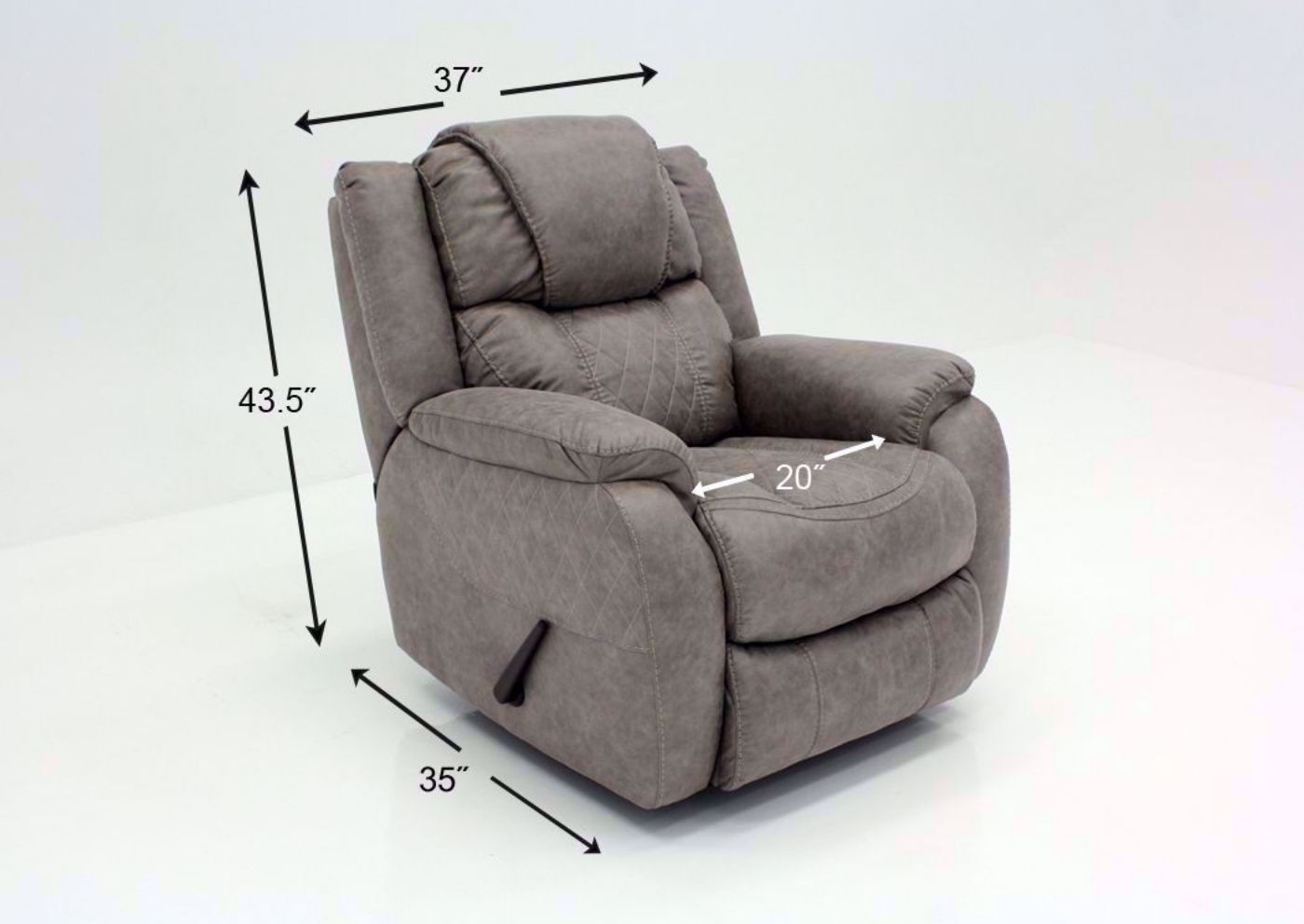 Soft Brown Daytona Reclining Sofa Set Showing the Recliner Dimensions | Home Furniture Plus Bedding