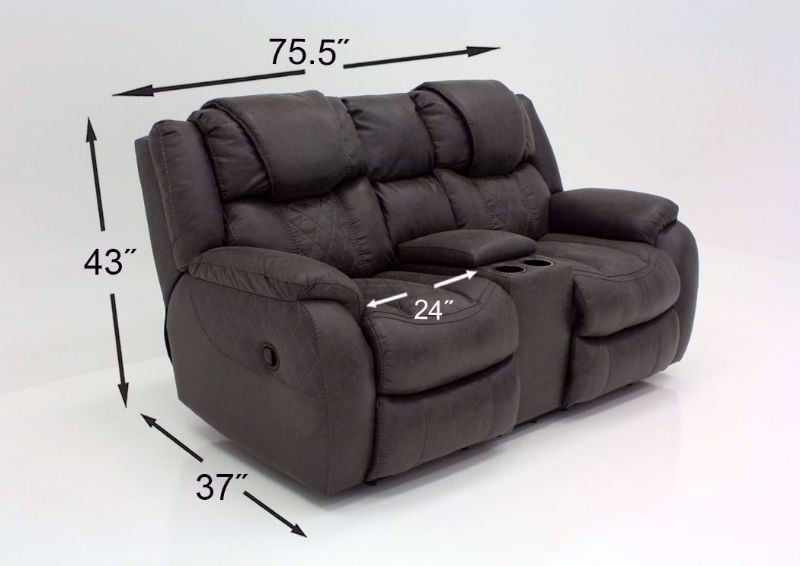 Steel Gray Daytona Reclining Sofa Set Showing the Loveseat Dimensions | Home Furniture Plus Bedding