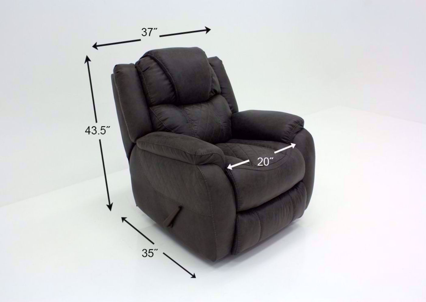 Steel Gray Daytona Reclining Sofa Set Showing the Recliner Dimensions | Home Furniture Plus Bedding
