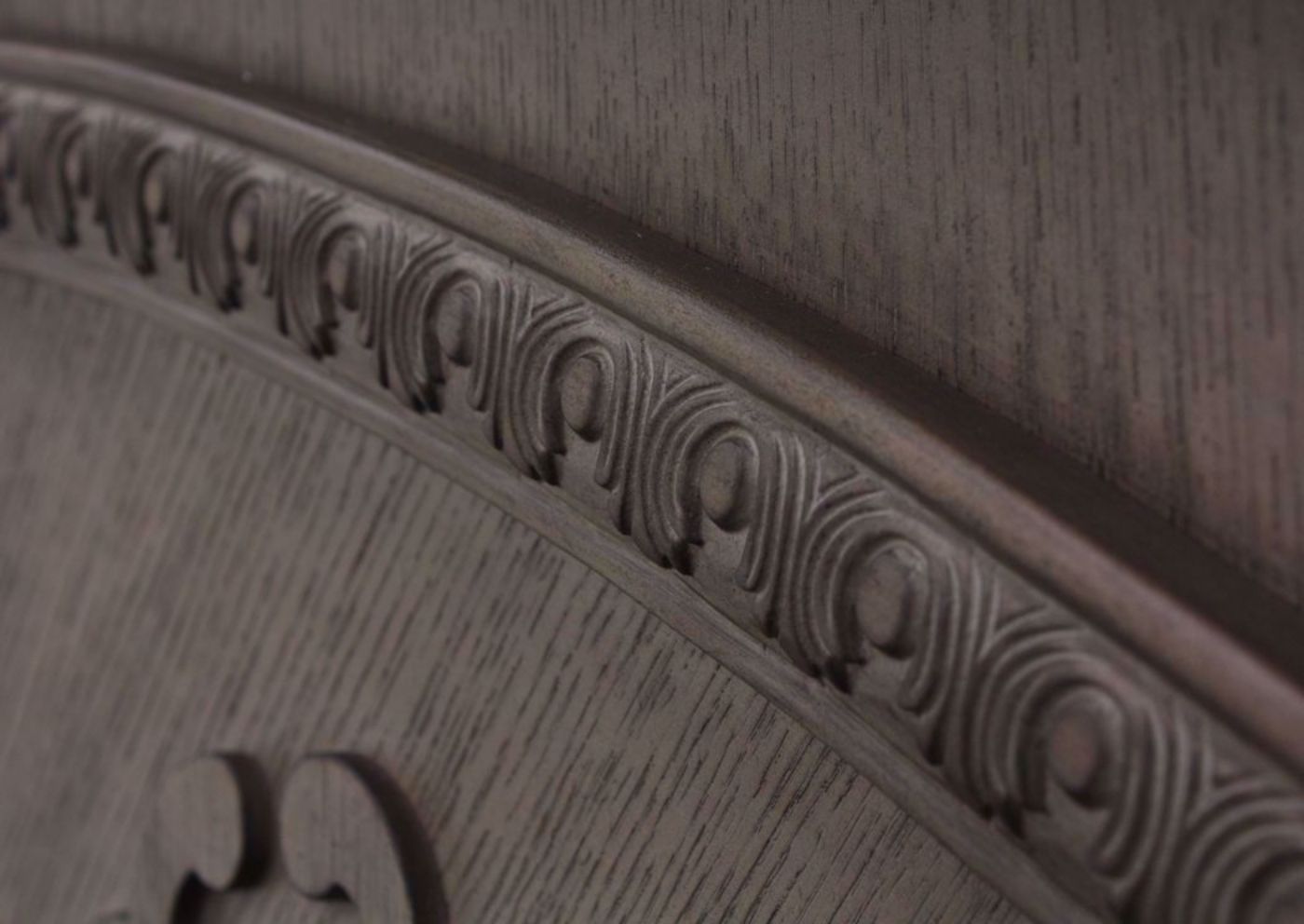 Taupe Brown Maria Queen Size Storage Bed Showing the Headboard Carving | Home Furniture Plus Bedding, Angle