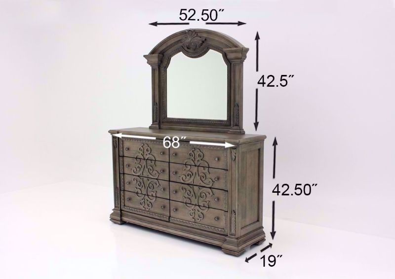 Taupe Brown Maria Dresser with Mirror Dimensions | Home Furniture Plus Bedding