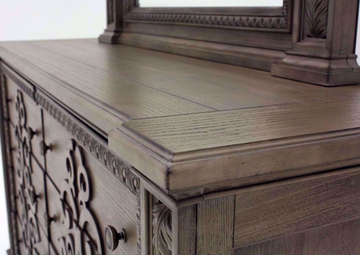 Taupe Brown Maria Dresser with Mirror Showing the Dresser Top | Home Furniture Plus Bedding