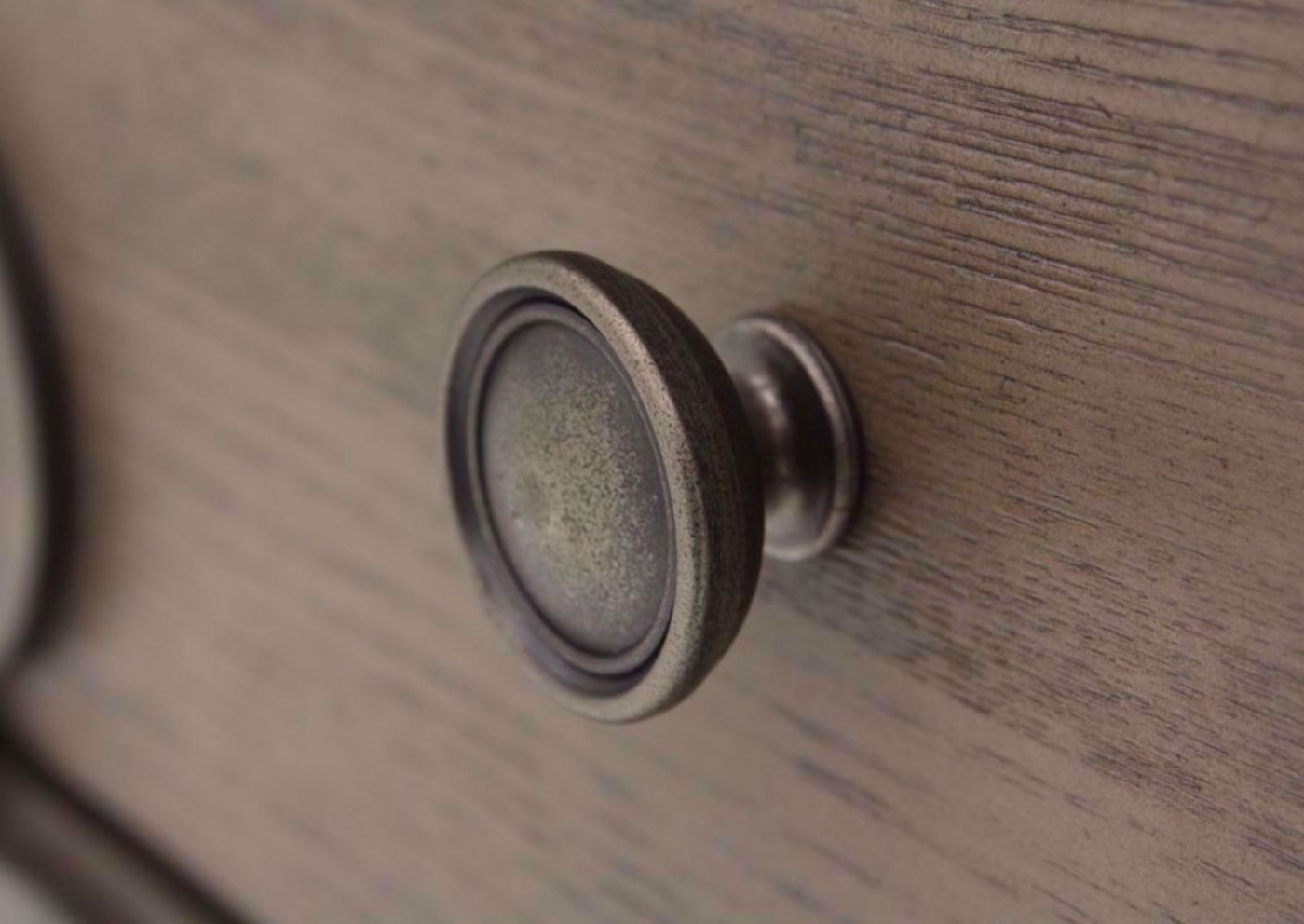 Taupe Brown Maria Chest of Drawers Showing the Metal Drawer Pull | Home Furniture Plus Bedding