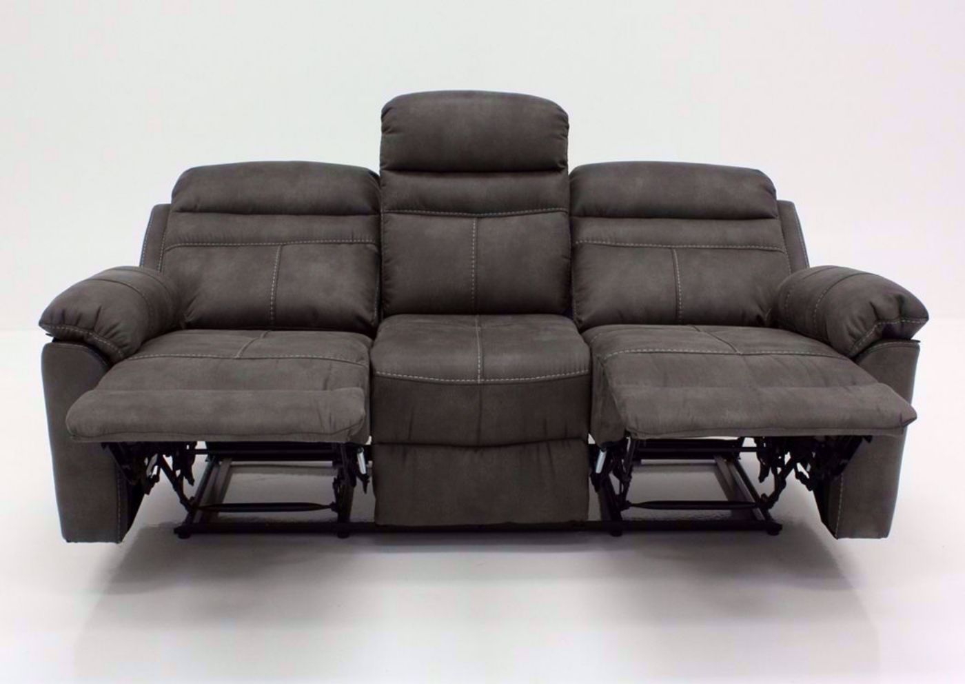 Gray Slate Reclining Sofa, Front Facing in the Fully Reclined Position | Home Furniture Plus Bedding