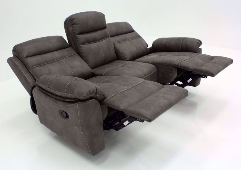 Gray Slate Reclining Sofa in an Angle in the Fully Reclined Position | Home Furniture Plus Bedding