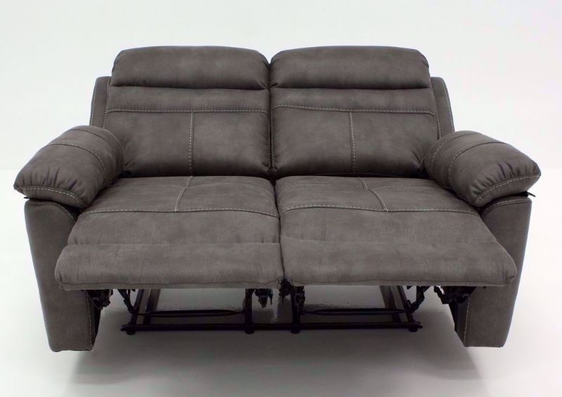 Gray Slate Reclining Loveseat, Front Facing in the Fully Reclined Position | Home Furniture Plus Bedding