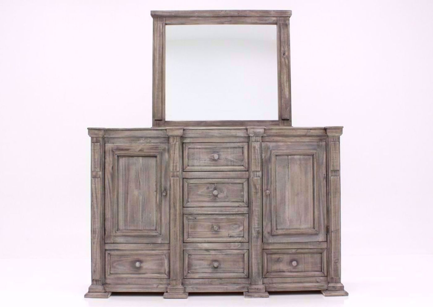 Weathered Gray Maverick Dresser with Mirror Facing Front | Home Furniture Plus Bedding