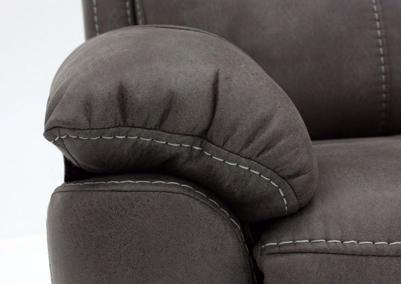 Gray Slate Reclining Sofa Pillow Arm Detail | Home Furniture Plus Bedding