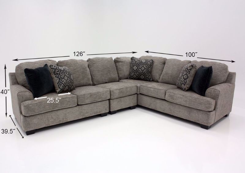 Measurement Details of the Brown Bovarian Sectional Sofa - Left Facing by Ashley Furniture | Home Furniture Plus Bedding