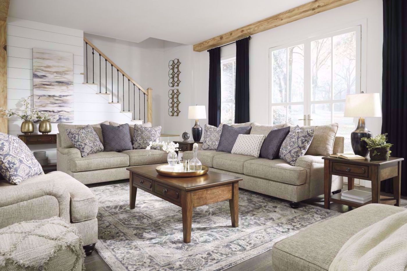 Light Brown Reardon Sofa Set with Chair by Ashley Furniture in a Room Setting | Home Furniture Plus Bedding