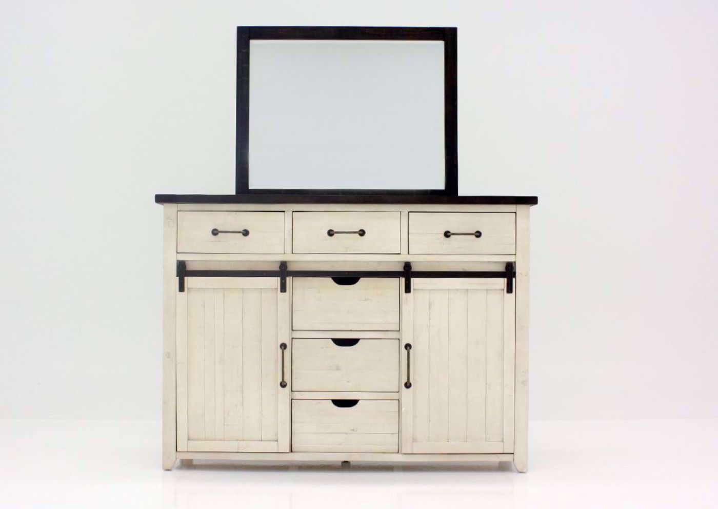 Antique White Madison County Dresser with Mirror Facing Front | Home Furniture Plus Bedding