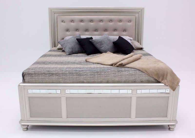 Metallic Silver Regency Queen Size Bed Facing Front | Home Furniture Plus Bedding