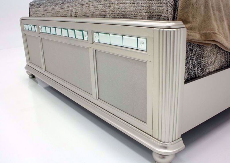 Metallic Silver Regency King Size Bed Showing the Footboard at an Angle | Home Furniture Plus Bedding
