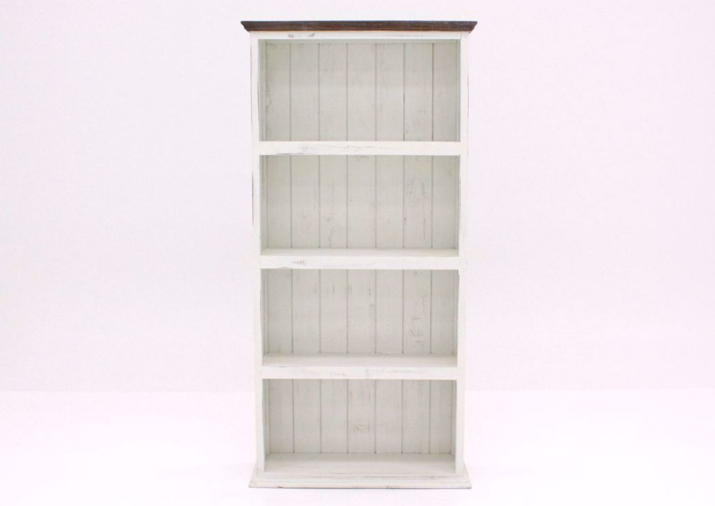 Antique White and Ash Brown Vintage Bookcase Facing Front | Home Furniture Plus Bedding