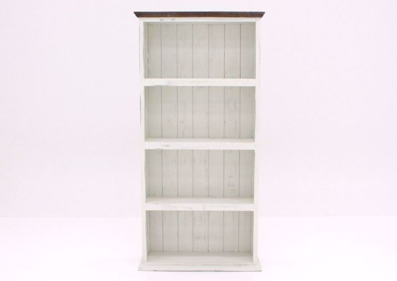 Antique White and Ash Brown Vintage Bookcase Facing Front | Home Furniture Plus Bedding