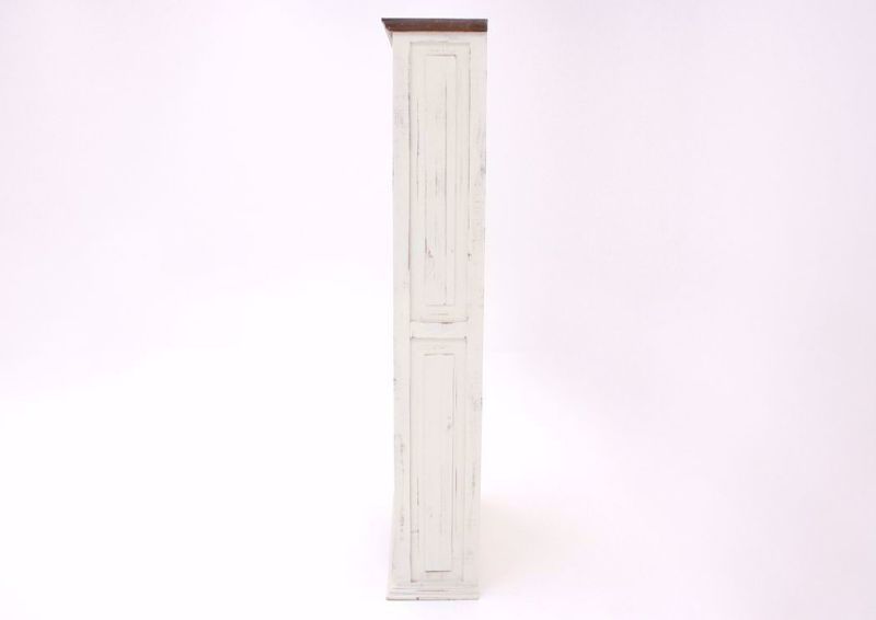 Antique White and Ash Brown Vintage Bookcase Side View | Home Furniture Plus Bedding