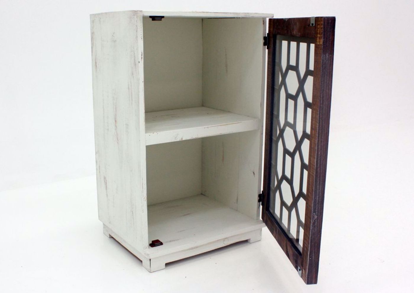 Chisum Accent Cabinet, Ash and White, Angle, Open | Home Furniture Plus Bedding