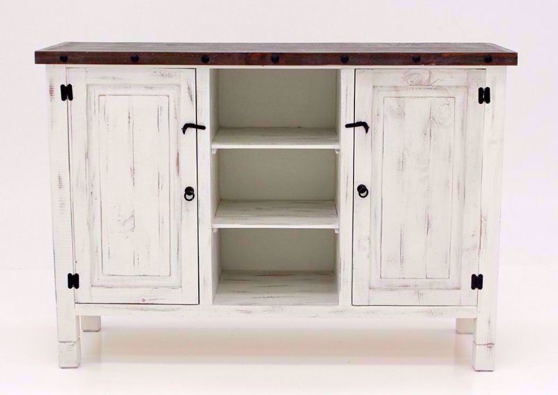 Distressed White and Ash Brown Mason Buffet Facing Front | Home Furniture Plus Bedding