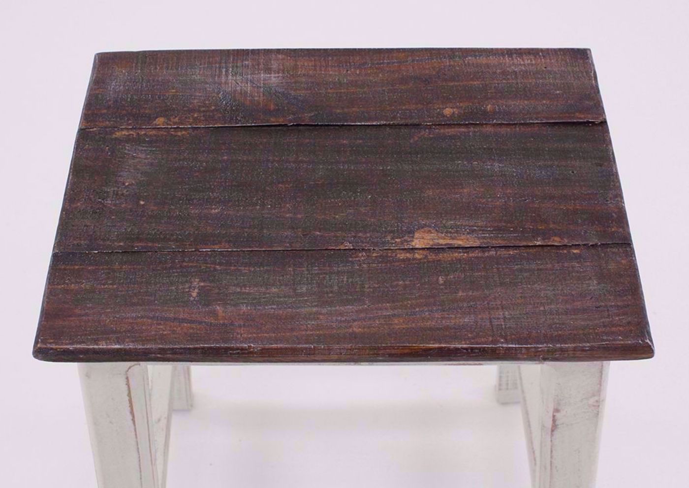 Rustic White Messina Barstool Showing the Brown Wood Seat | Home Furniture Plus Mattress