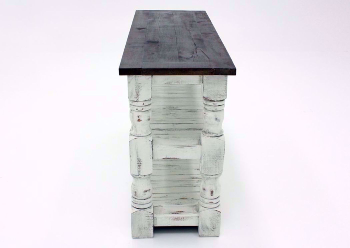 White Two-Tone Martha Sofa/Console Table Showing the Side View | Home Furniture Plus Mattress