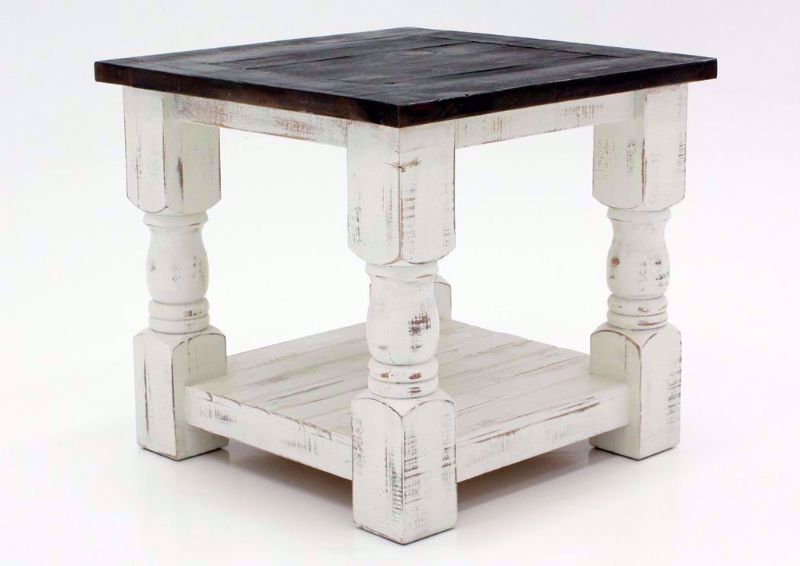 White Two-Tone Martha End Table at an Angle | Home Furniture Plus Mattress