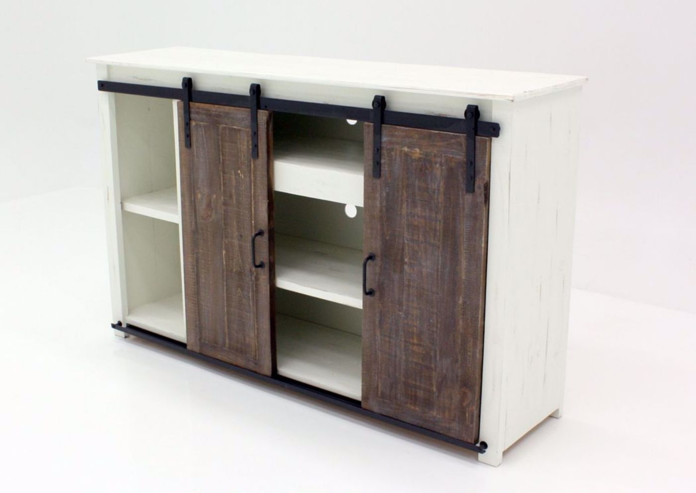Maverick TV Stand by Vintage, Ash and White, Angle, Doors To Right | Home Furniture Plus Bedding