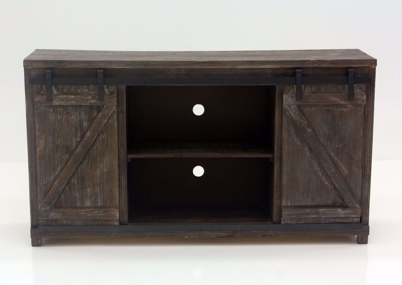 Braxton TV Stand, Barnwood Brown, Front Facing | Home Furniture Plus Bedding