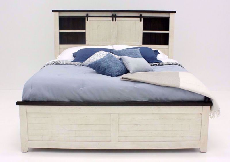Distressed White Madison County Queen Bed Facing Front | Home Furniture Plus Bedding