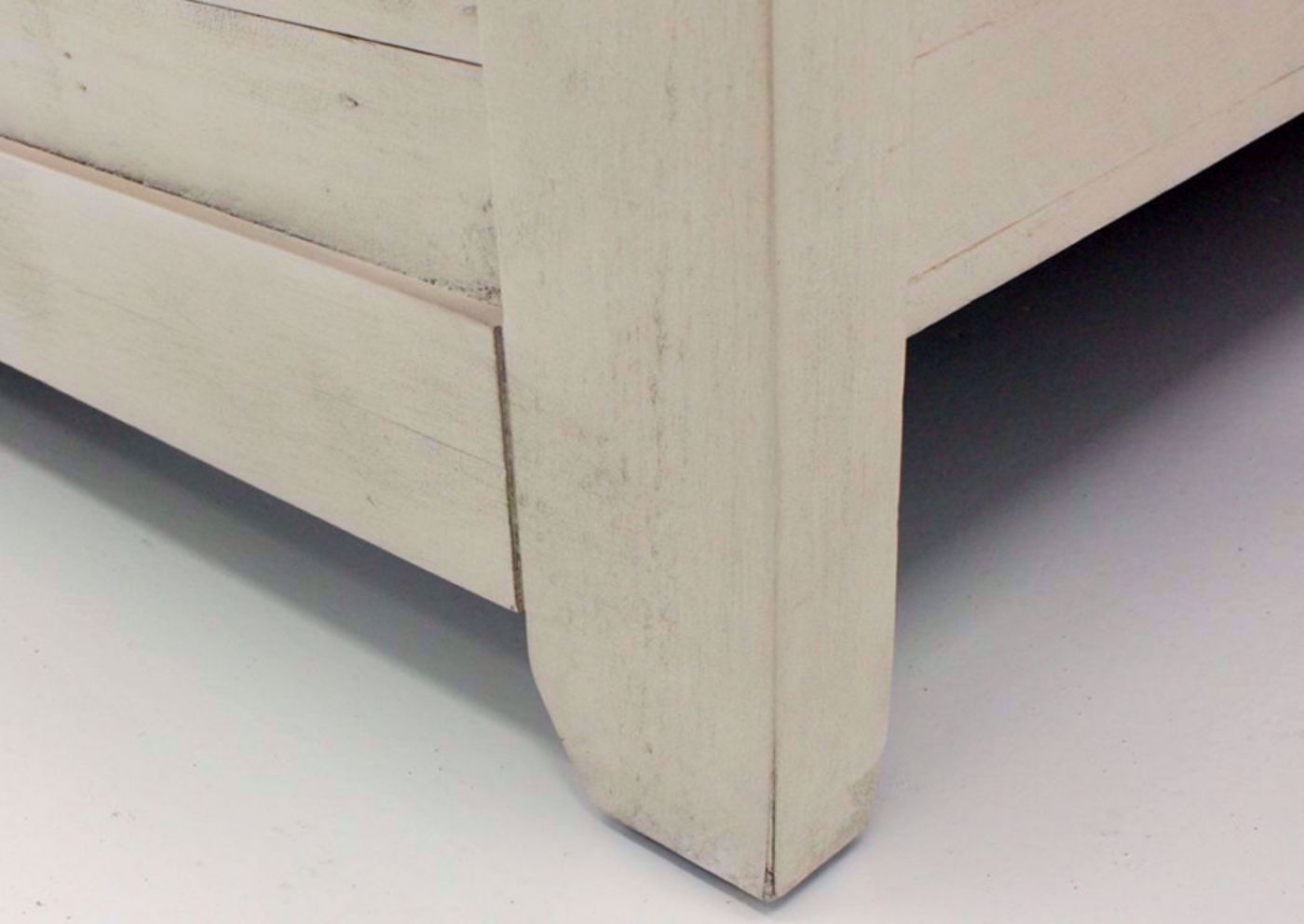 Distressed White Madison County King Bed Showing the Foot Detail | Home Furniture Plus Bedding