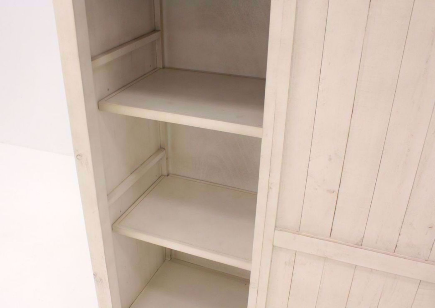 Antique White Madison County Chest of Drawers Showing the Shelves | Home Furniture Plus Bedding