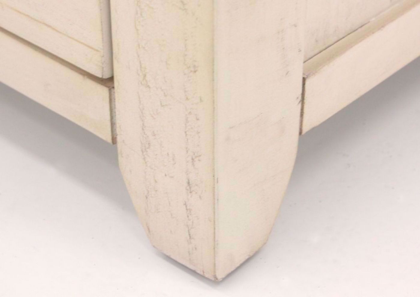 Antique White Madison County Nightstand Showing the Foot Detail | Home Furniture Plus Mattress