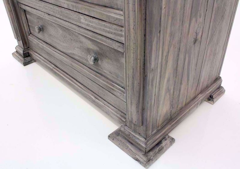 Weathered Gray Maverick Chest of Drawers Showing the Base and Foot Detail | Home Furniture Plus Bedding