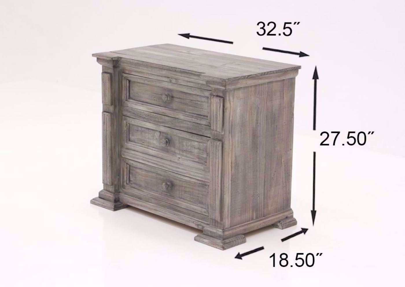 Gray Maverick Bedroom Set Showing the Nightstand Dimensions | Home Furniture Plus Bedding