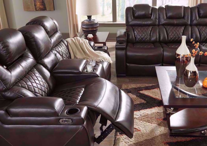 Warnerton Power Activated Reclining Sofa Set - Side View of Reclining Sofa | Home Furniture Plus Bedding
