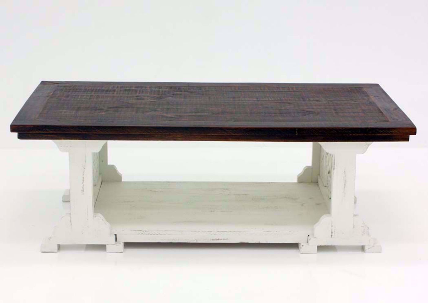 Two-Tone White and Brown Mandalay Coffee Table Front Facing | Home Furniture Plus Bedding