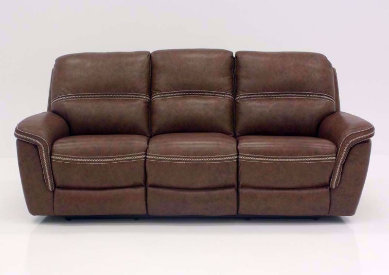 Brown Mason Leather POWER Reclining Sofa, Front Facing | Home Furniture Plus Mattress